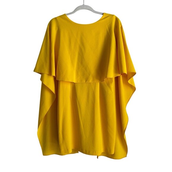 ZARA Women's Open Back Yellow Ruffle Cape Mini Dress Size Small Modest‎ - Picture 1 of 12